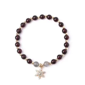 Modern Design Garnet & Moonstone Bracelet