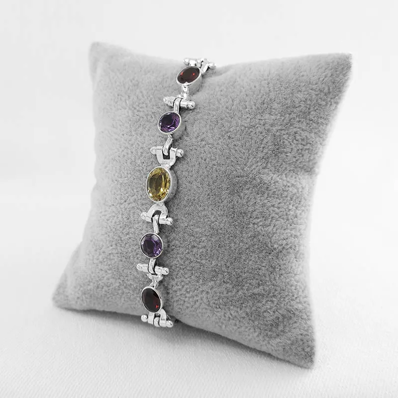 Multi Gemstone Foxtail Bracelet