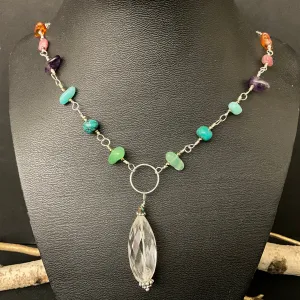 Multi Gemstone Pendant with Quartz Focal