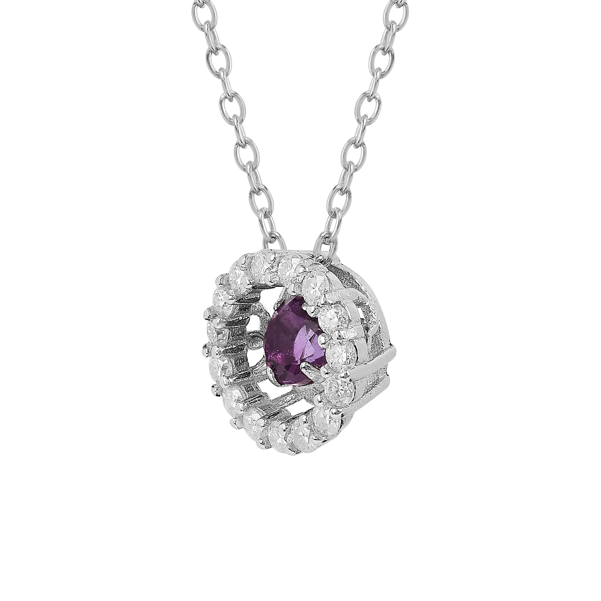 Natural Amethyst Dancing Stone Halo Necklace