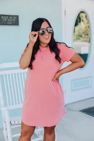 Neon Lights T-Shirt Dress- Coral