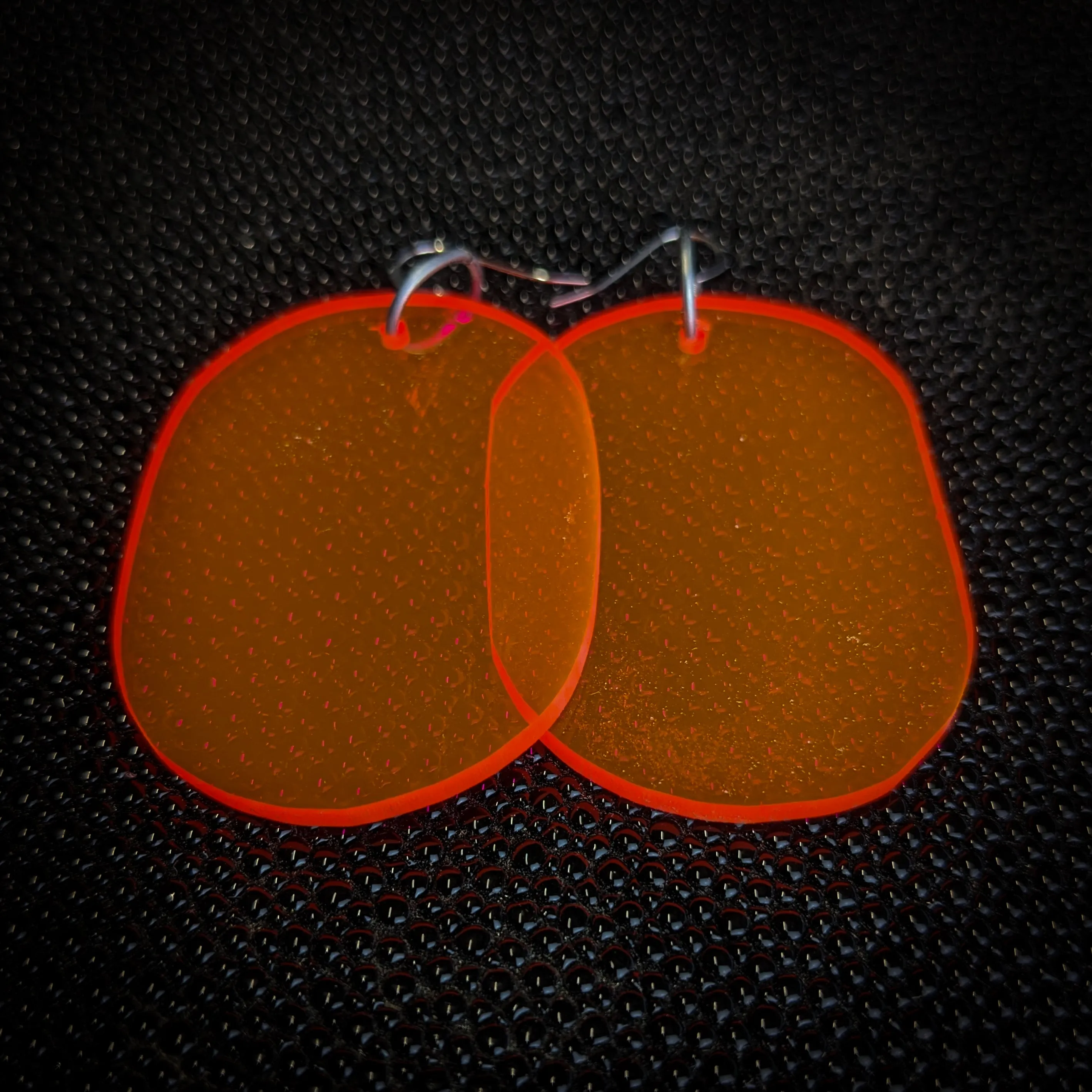 Neon Orange Oval Dangle Earrings