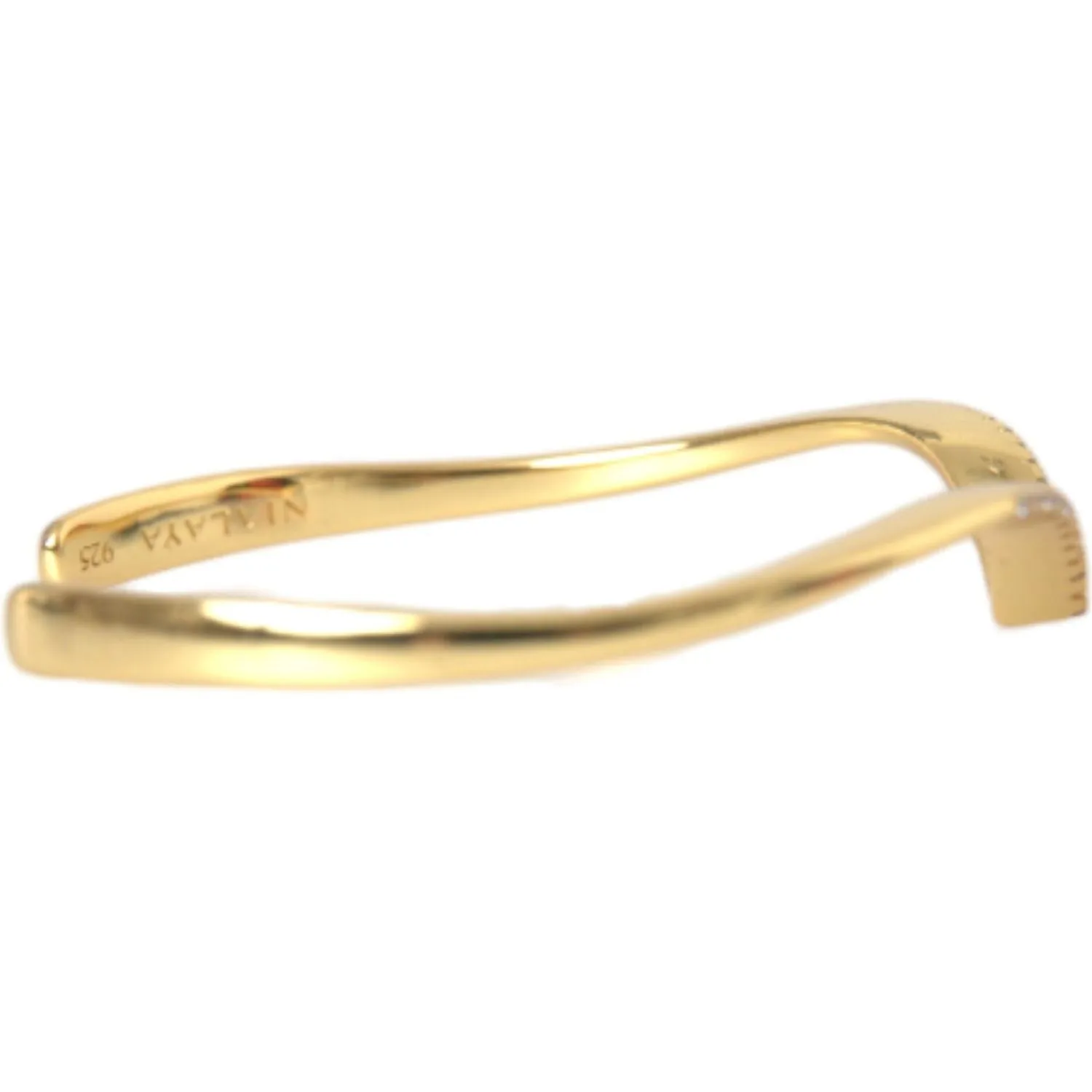 Nialaya Arched Wing Cuff Skyfall Gold CZ 925 Bracelet