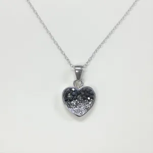 Ombre Heart Crystal Sterling Silver Necklace