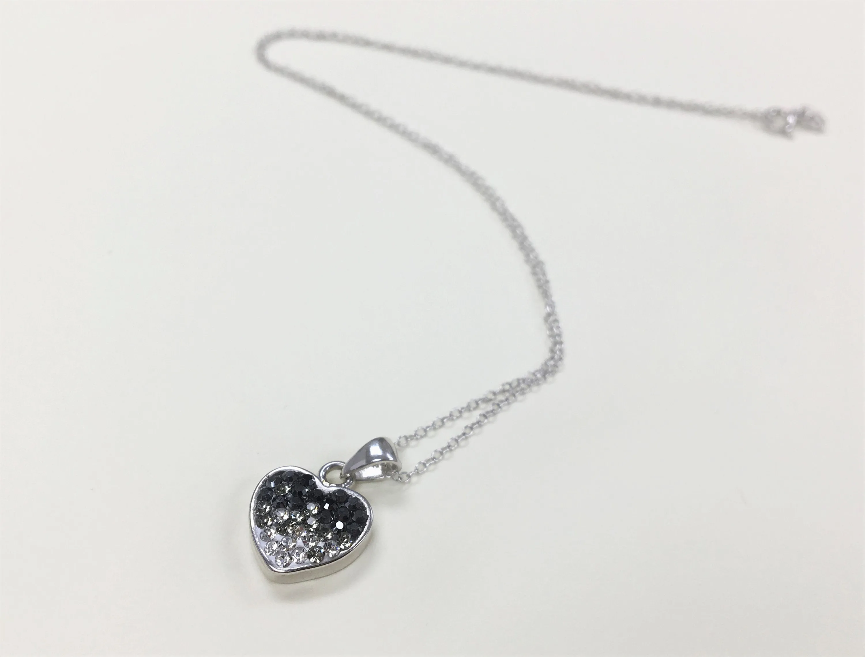 Ombre Heart Crystal Sterling Silver Necklace