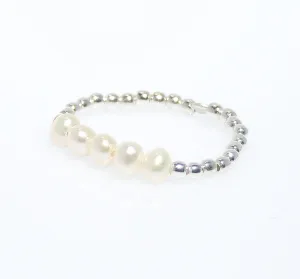 Pearl Sterling Silver Stretch Ring