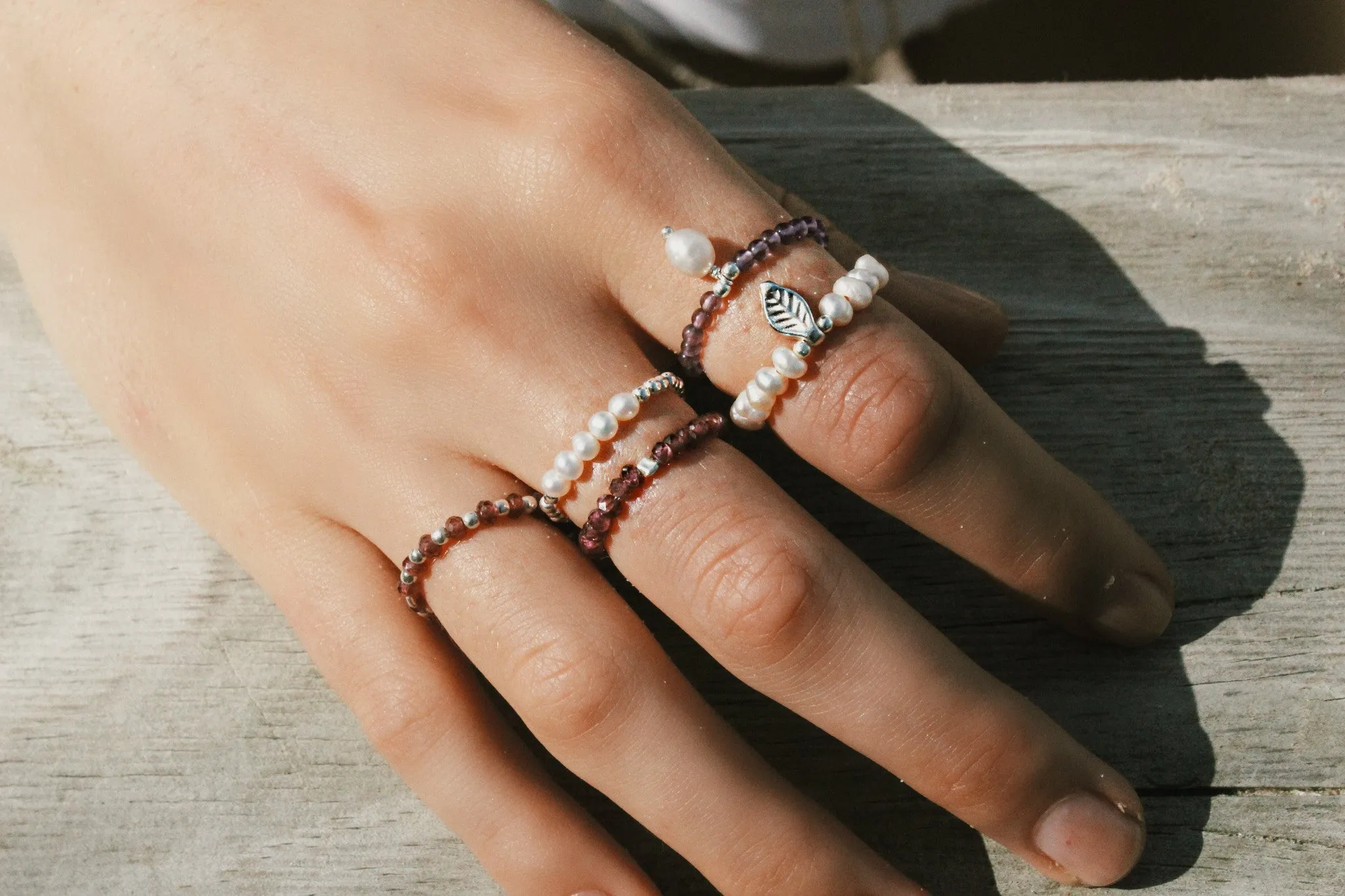 Pearl Sterling Silver Stretch Ring