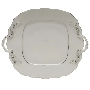 Platinum Edge Square Cake Plate W/handles  9.5"sq