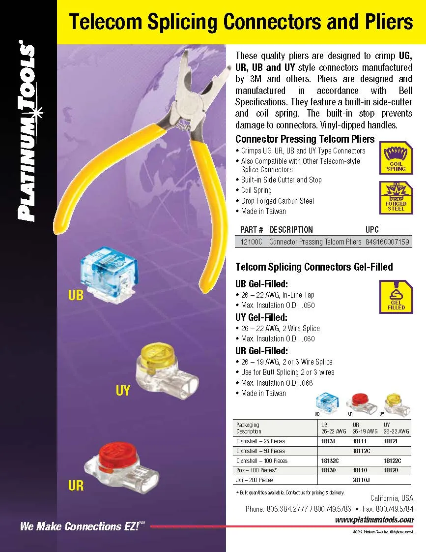 Platinum Tools 18130 Telcom Splicing Connectors - Gel Filled 22-26 AWG.  100pc Box