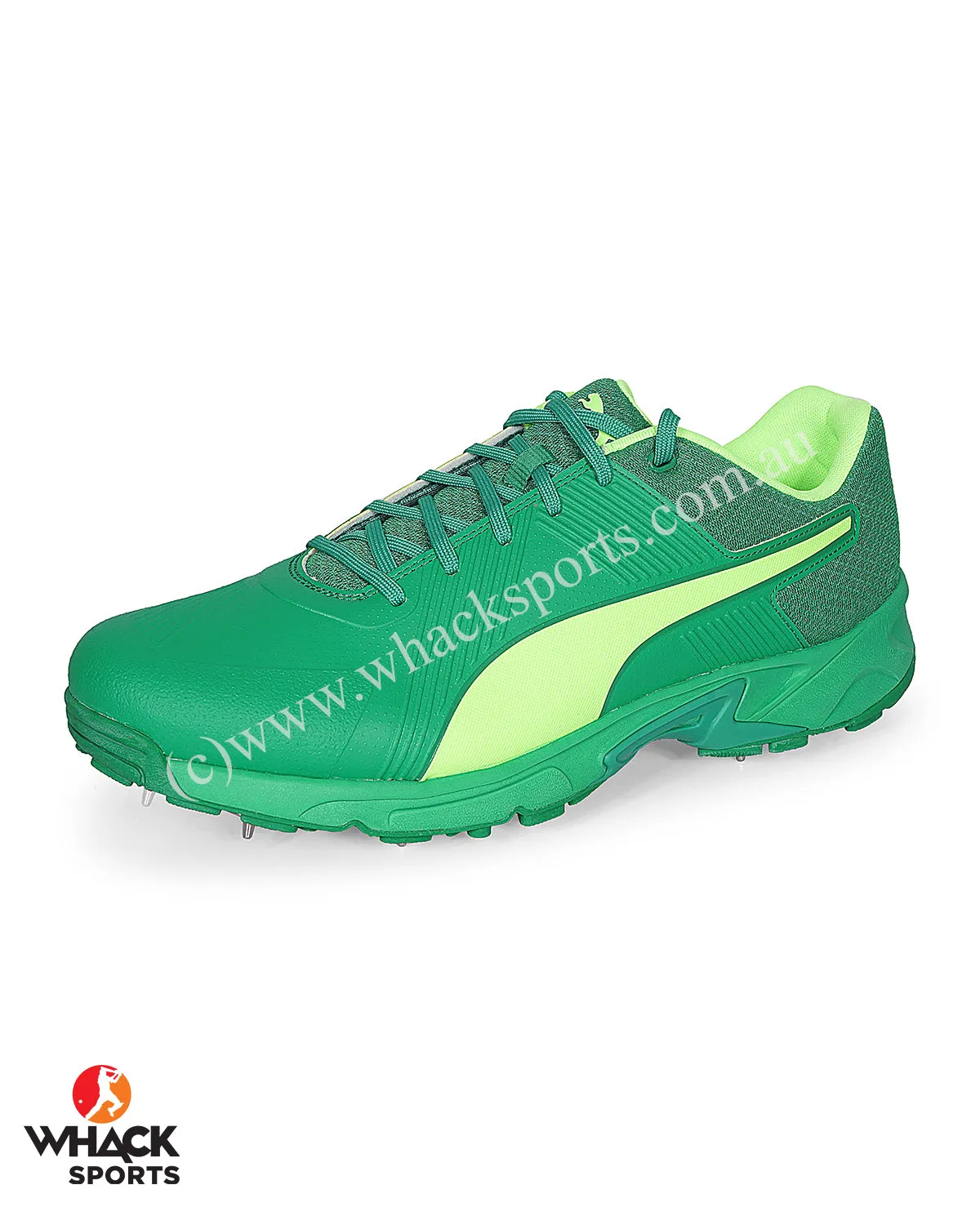 Puma 19.2 Cricket Shoes - Steel Spikes - Amazon Green-Green Glare