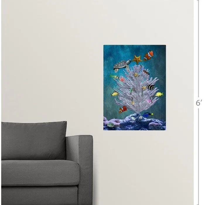 "A coral with fish swimming around it" Poster Print - Multi