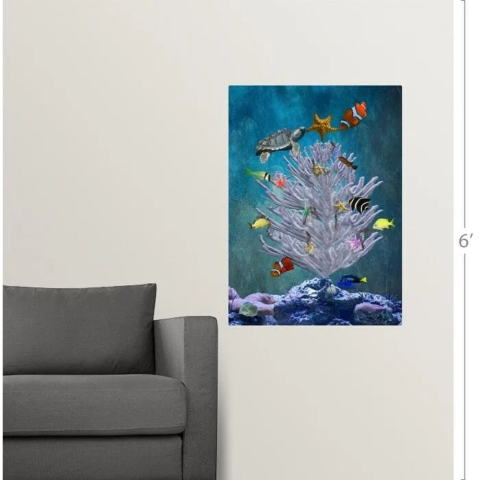 "A coral with fish swimming around it" Poster Print - Multi