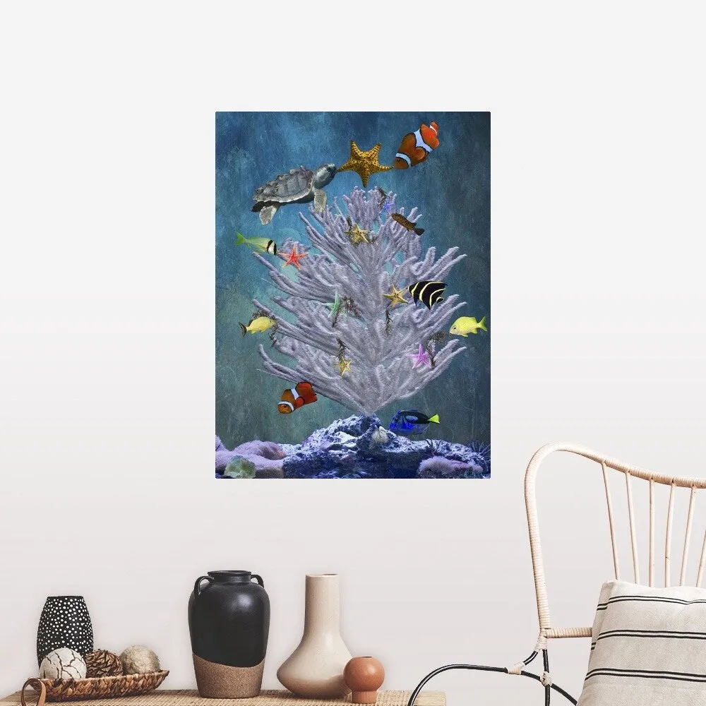 "A coral with fish swimming around it" Poster Print - Multi