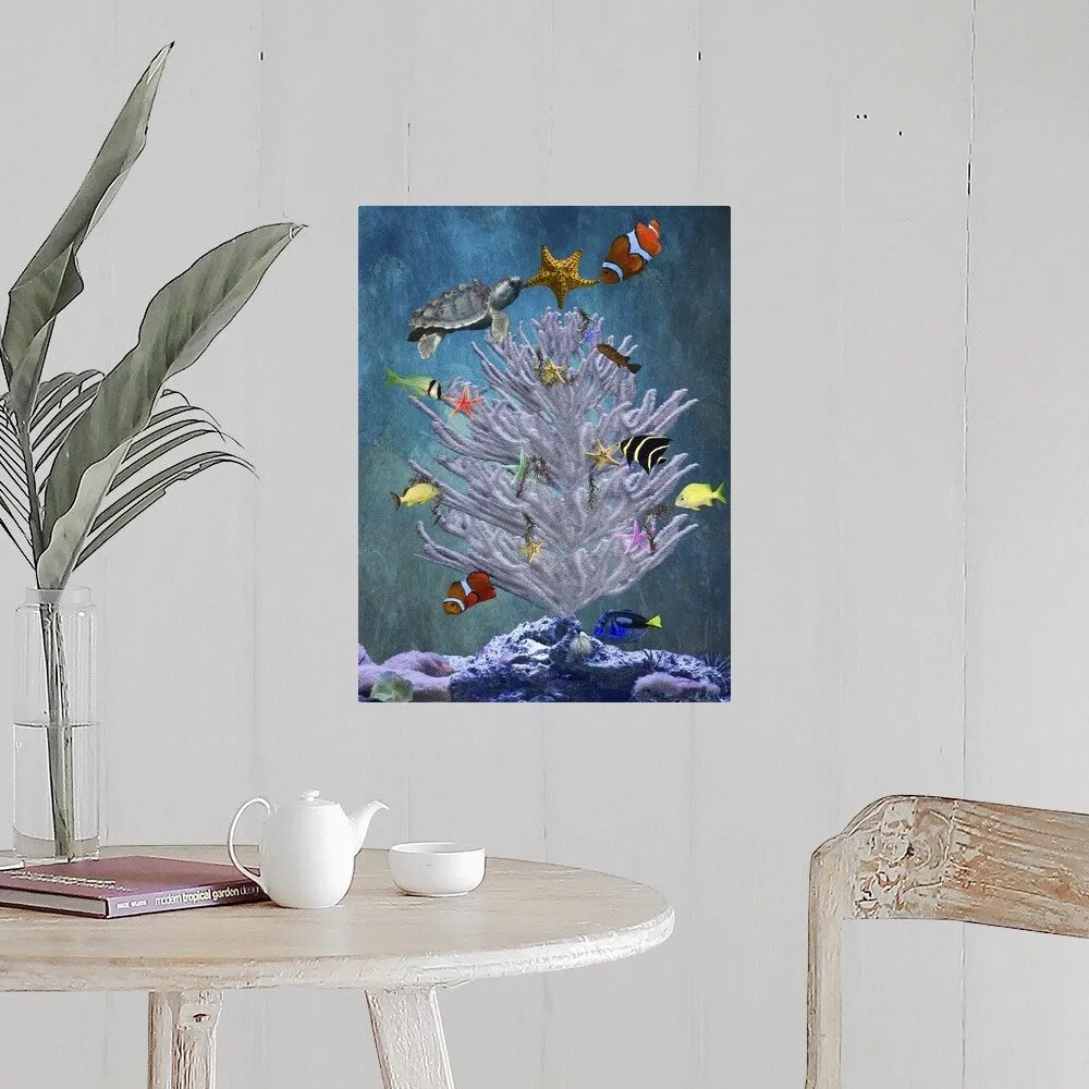 "A coral with fish swimming around it" Poster Print - Multi