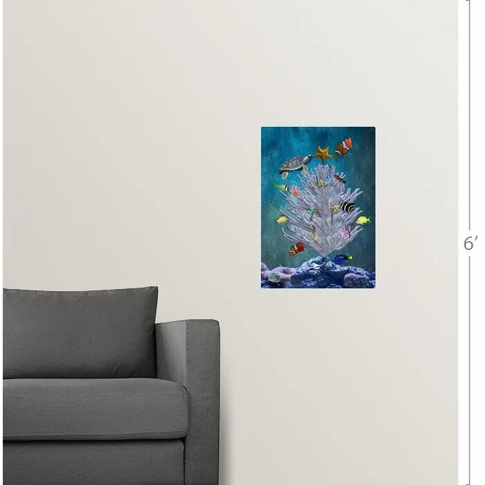 "A coral with fish swimming around it" Poster Print - Multi