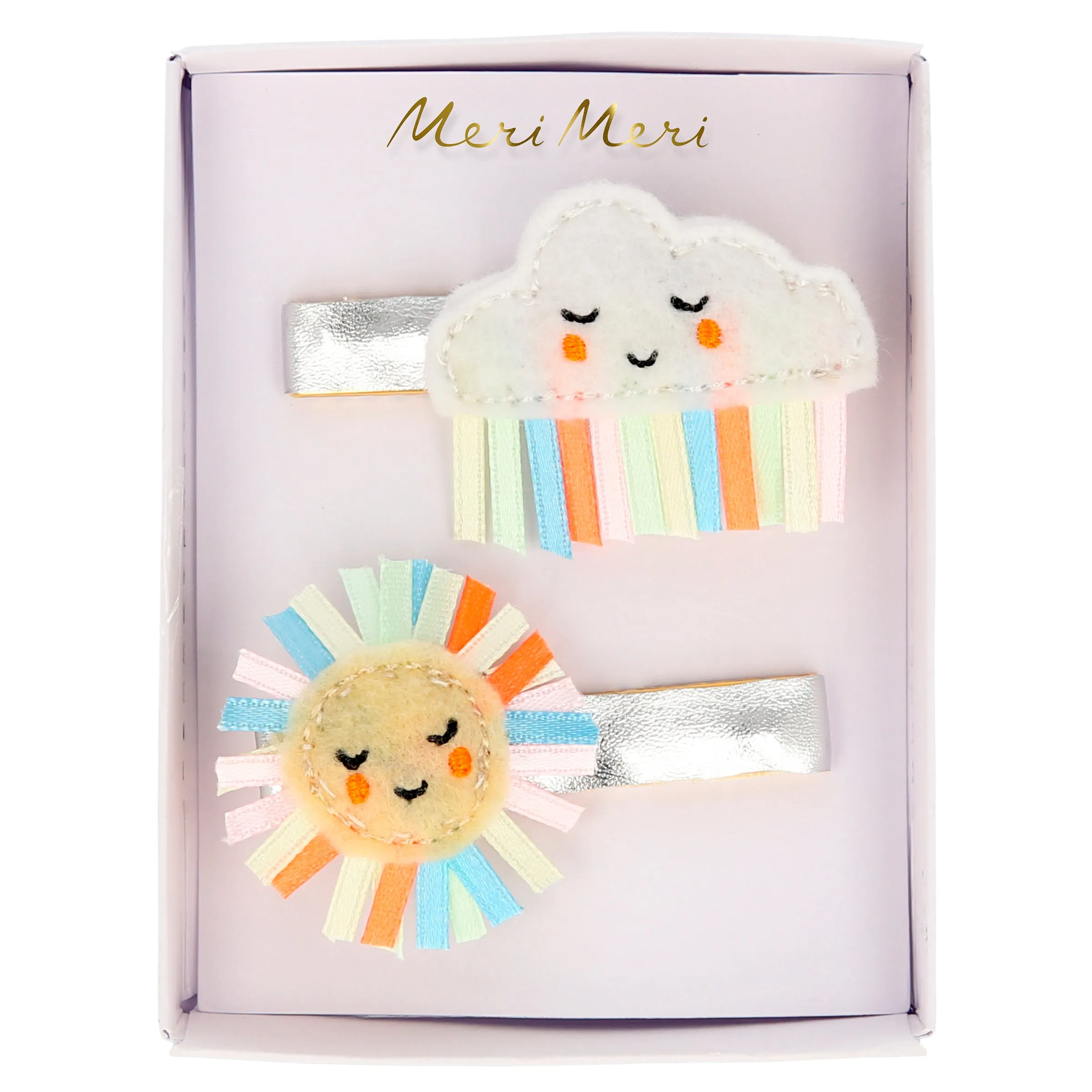 Rainbow Sun & Cloud Hair Clips (x 2)