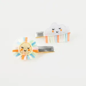 Rainbow Sun & Cloud Hair Clips (x 2)