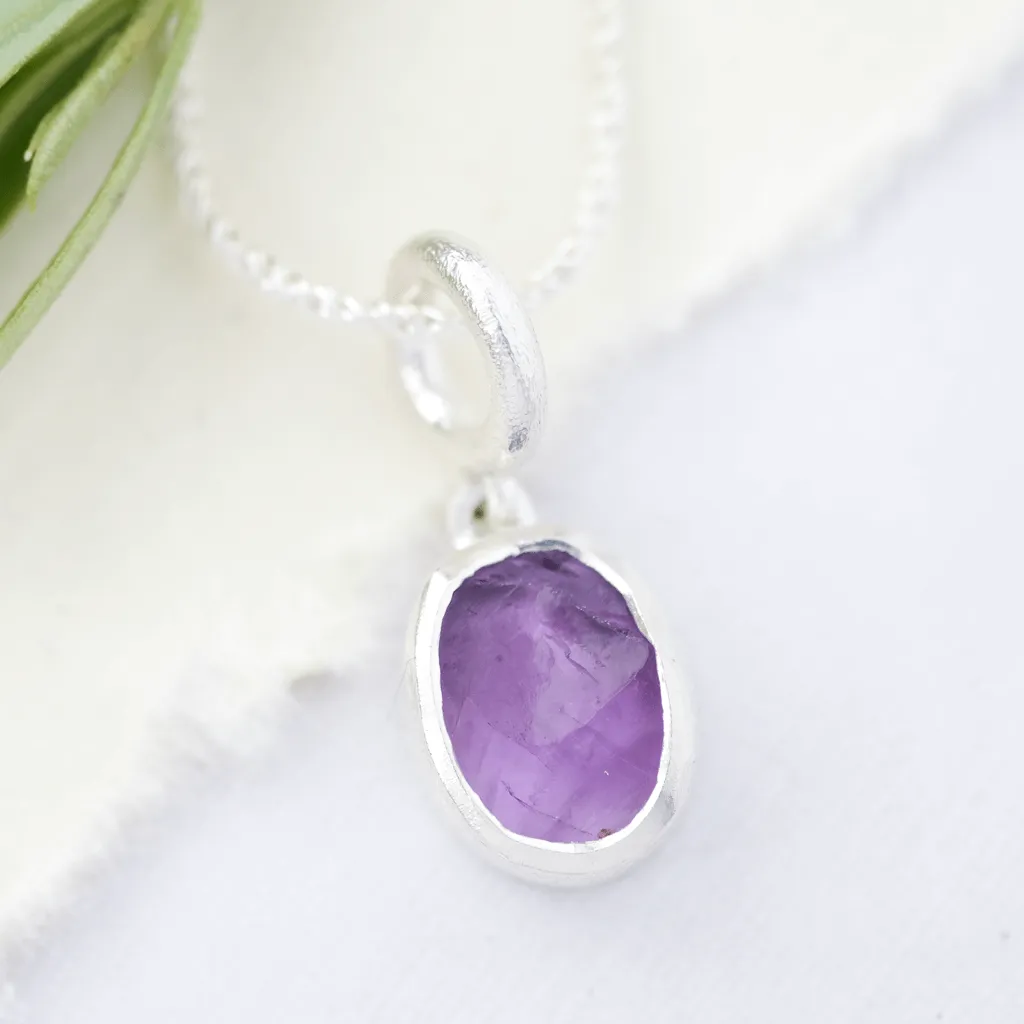 Rough Amethyst Silver Pendant