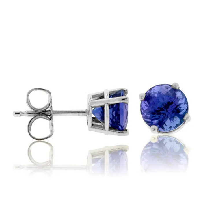 Round Tanzanite Stud Earrings