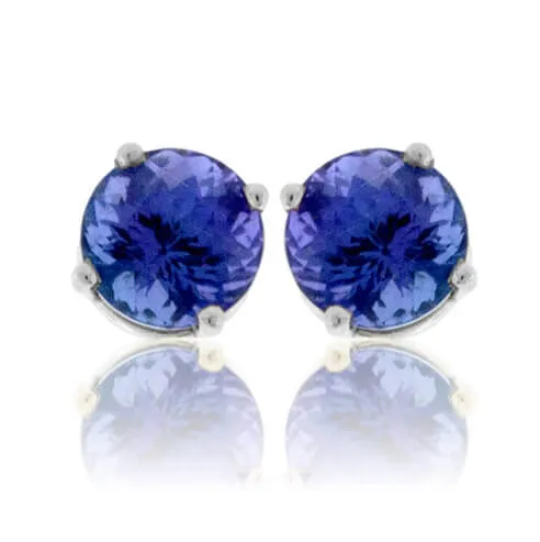 Round Tanzanite Stud Earrings