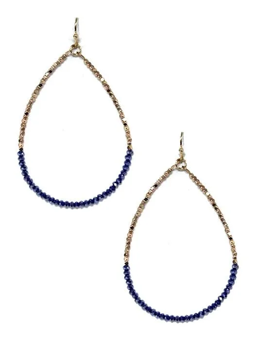 SE7059 Two Tone Beaded Tear Drop Earrings