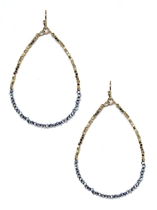 SE7059 Two Tone Beaded Tear Drop Earrings