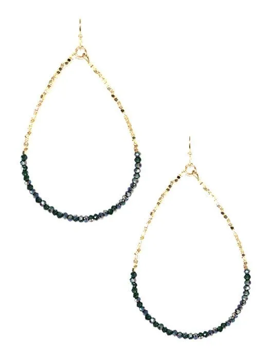 SE7059 Two Tone Beaded Tear Drop Earrings