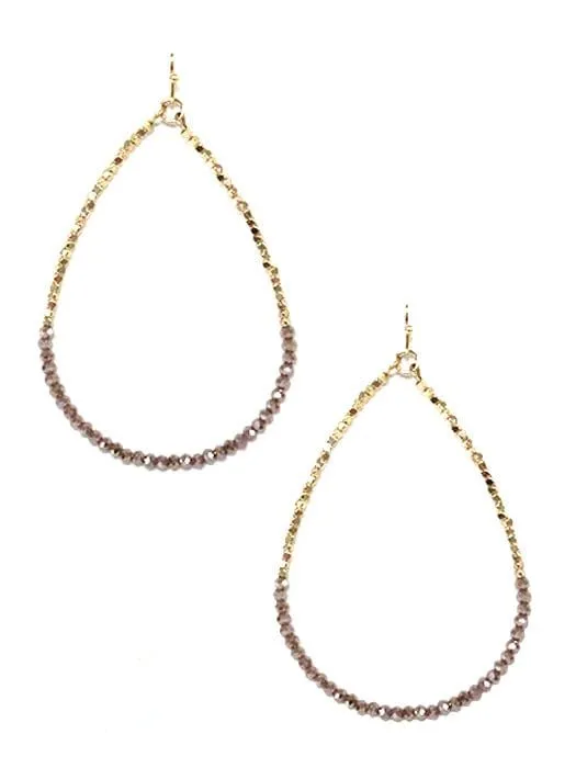 SE7059 Two Tone Beaded Tear Drop Earrings