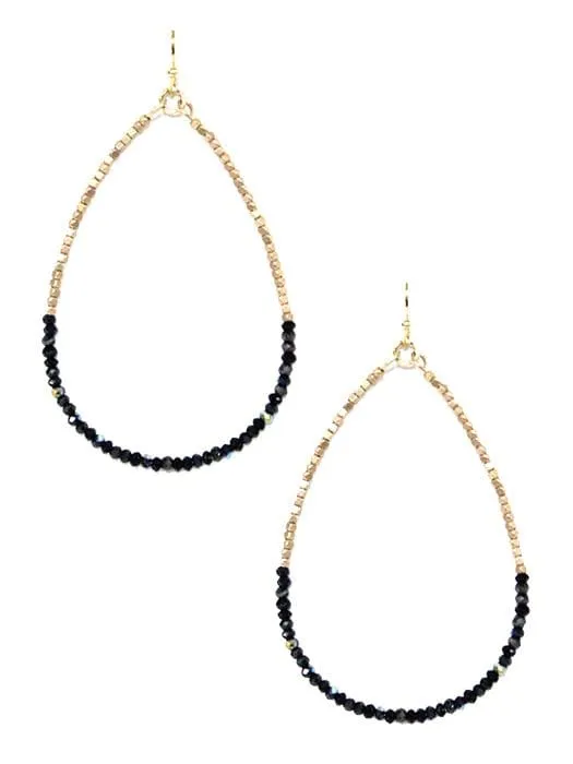 SE7059 Two Tone Beaded Tear Drop Earrings