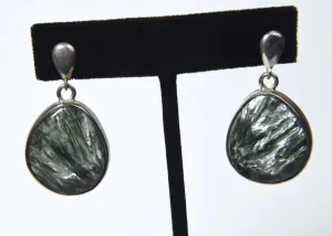 Seraphinite Sterling Silver Dangle Stud Earrings