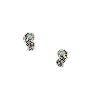 Silver And 10k Gold Celestial Post Earrings - London Blue Topaz