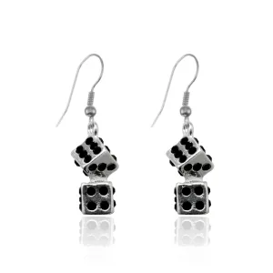 Silver Dice Charm Dangle Earrings