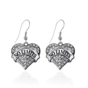 Silver No Limits Pave Heart Charm Dangle Earrings