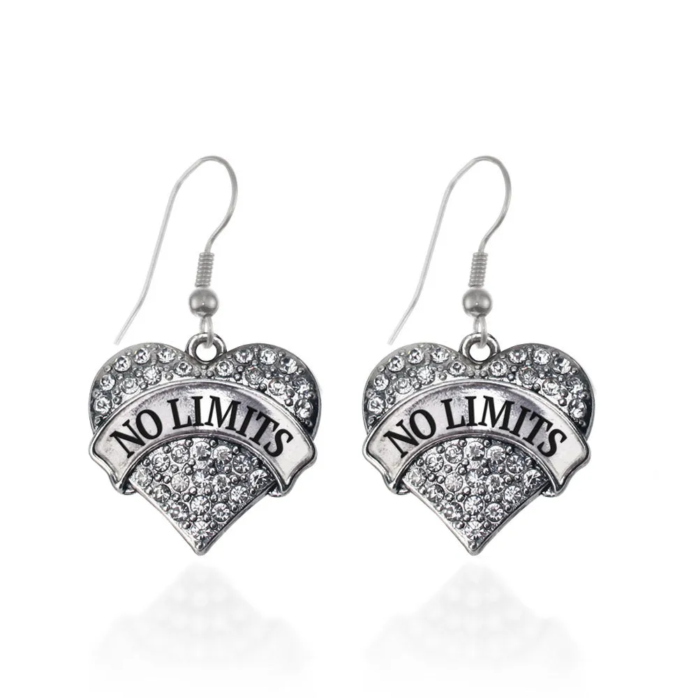 Silver No Limits Pave Heart Charm Dangle Earrings