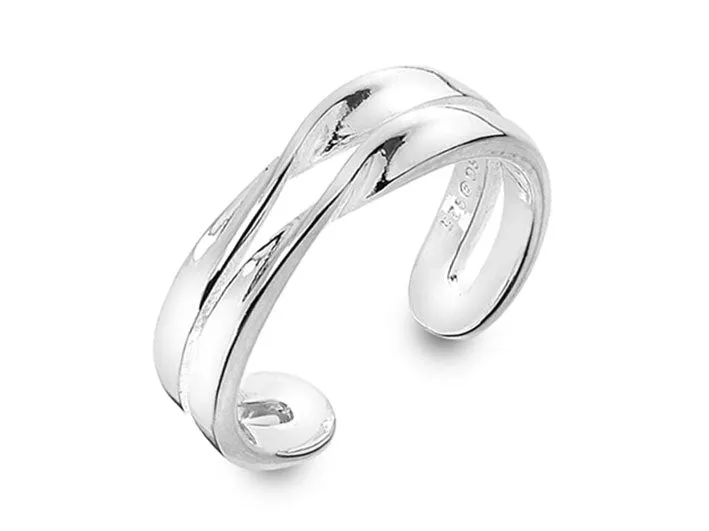 Silver Toe Ring - Twisted