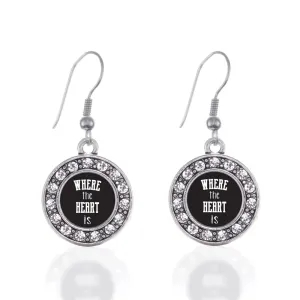 Silver Where The Heart Is Circle Charm Dangle Earrings