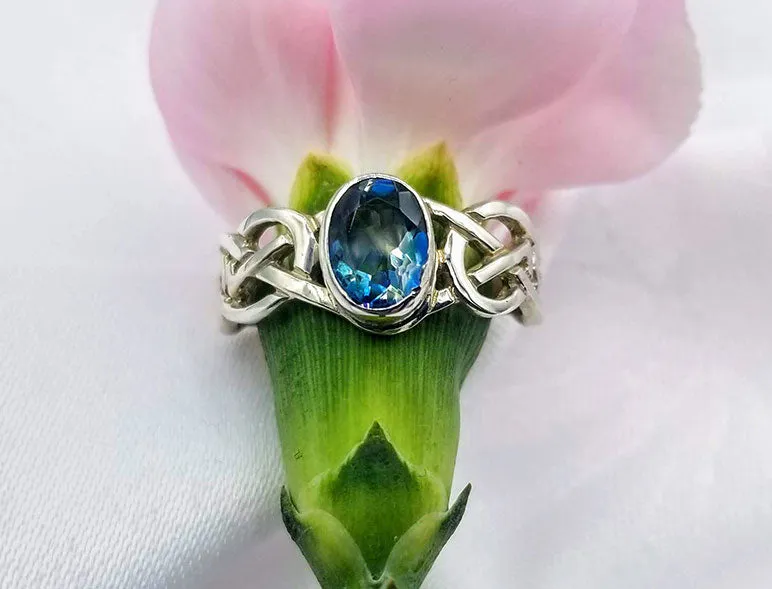 Sterling Celtic Blue Topaz Band