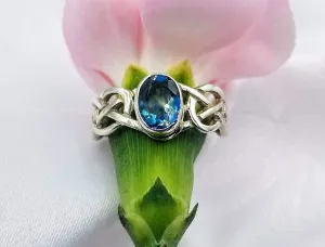 Sterling Celtic Blue Topaz Band