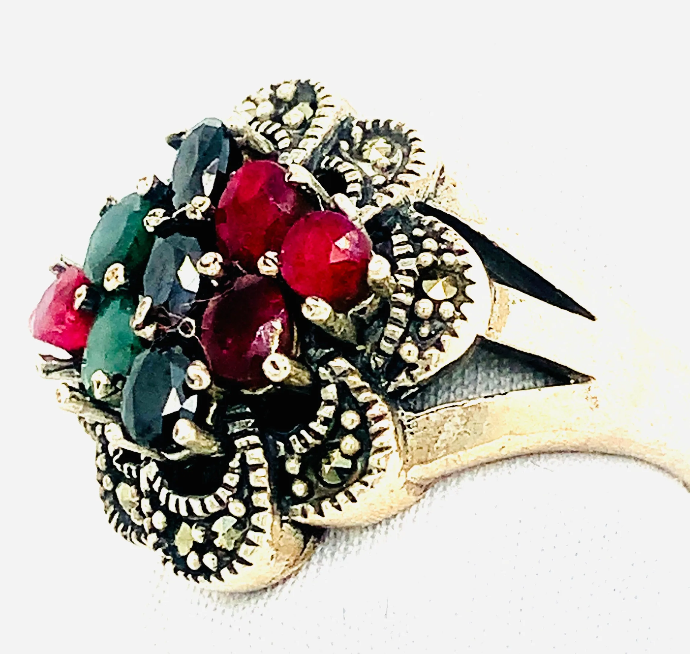 Sterling Silver And Multi Precious Stone Ring