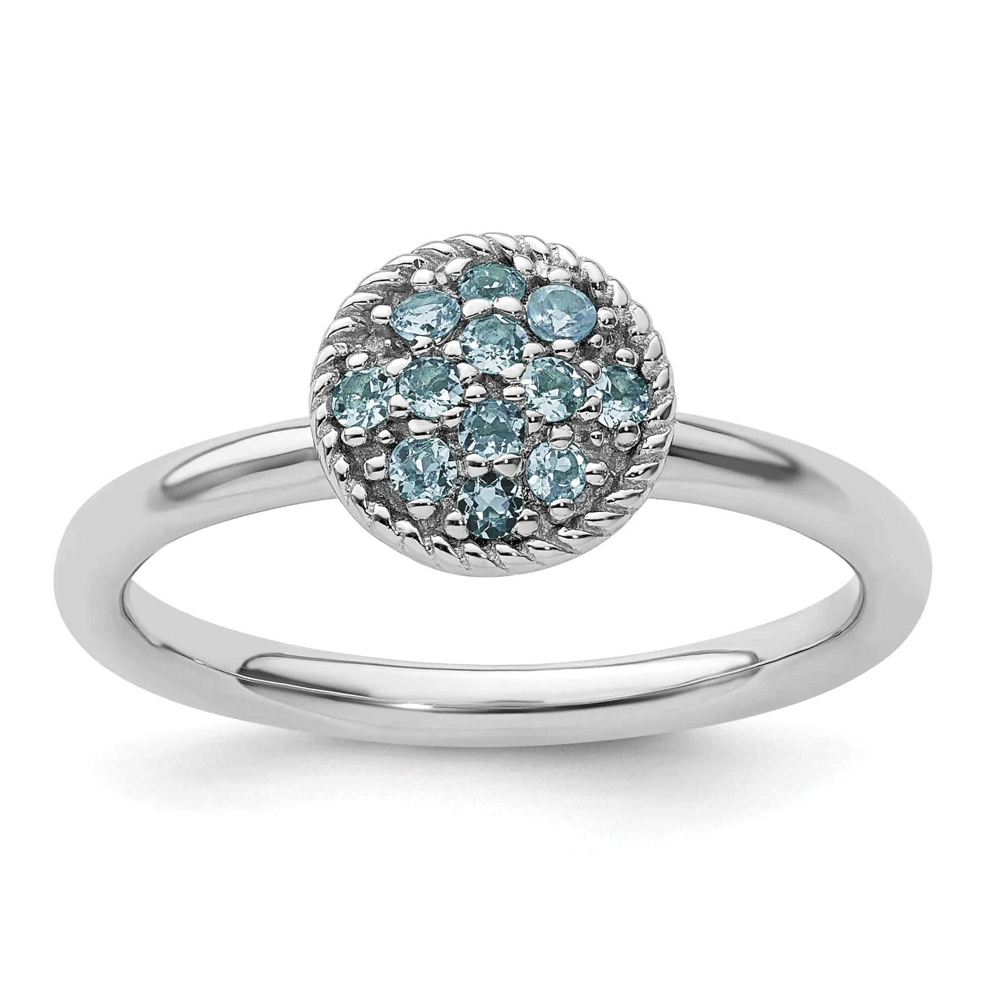 Sterling Silver Blue Topaz Rhodium Ring