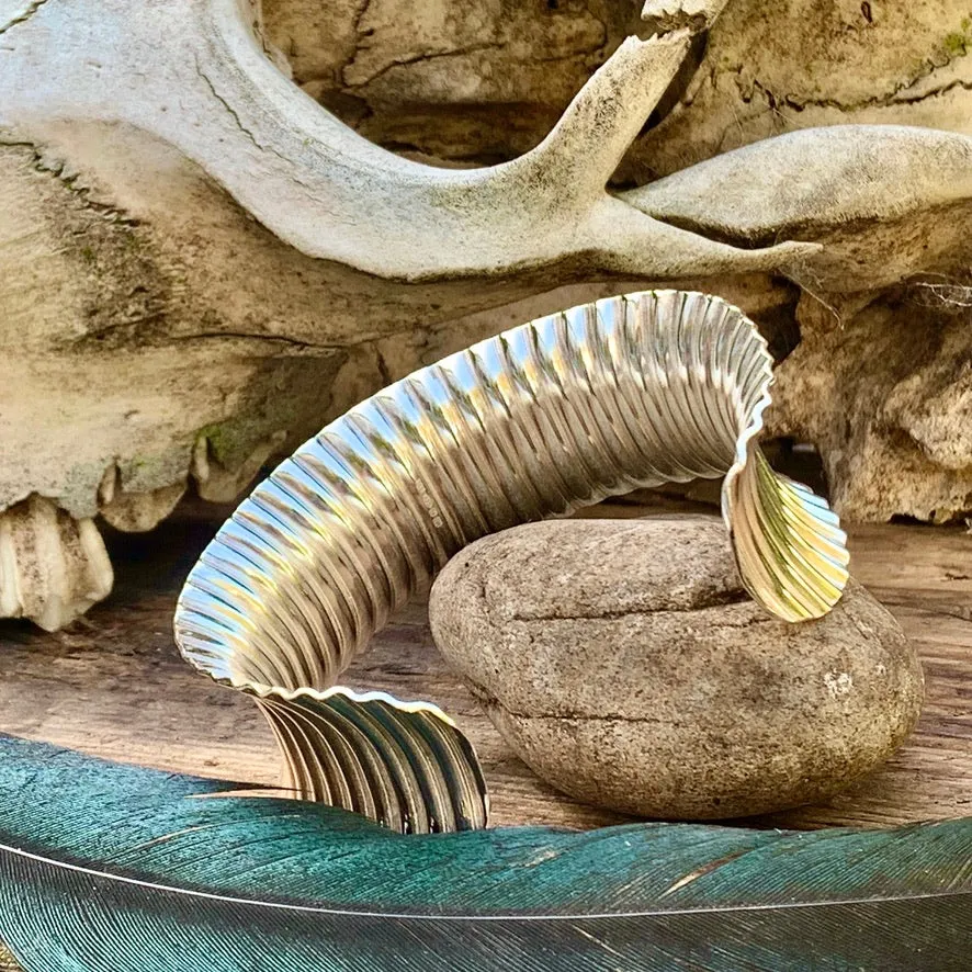 Sterling silver corrugated cuff bracelet