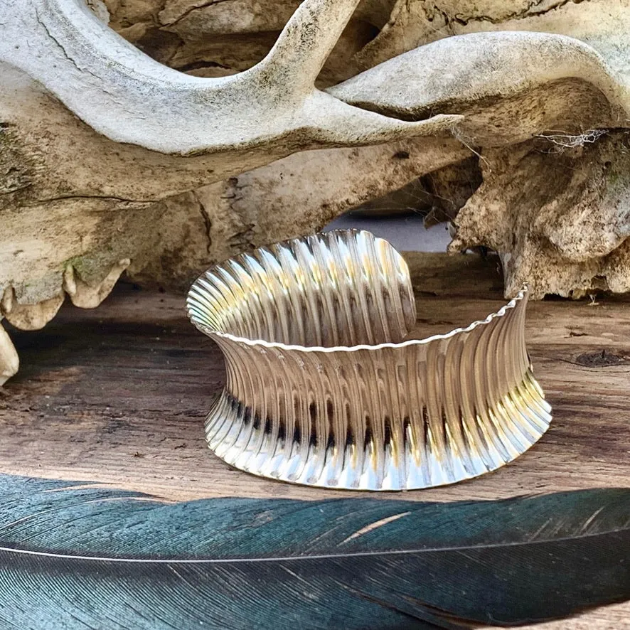 Sterling silver corrugated cuff bracelet