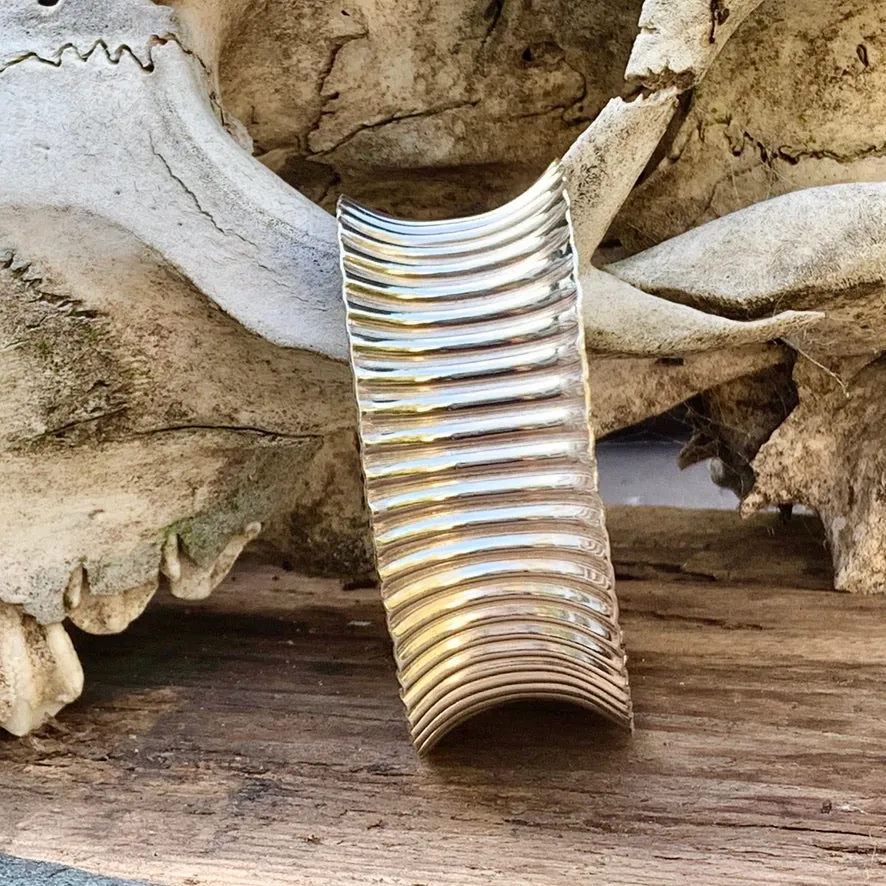 Sterling silver corrugated cuff bracelet