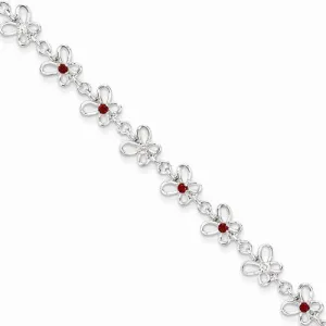 Sterling Silver Garnet & Diamond Bracelet