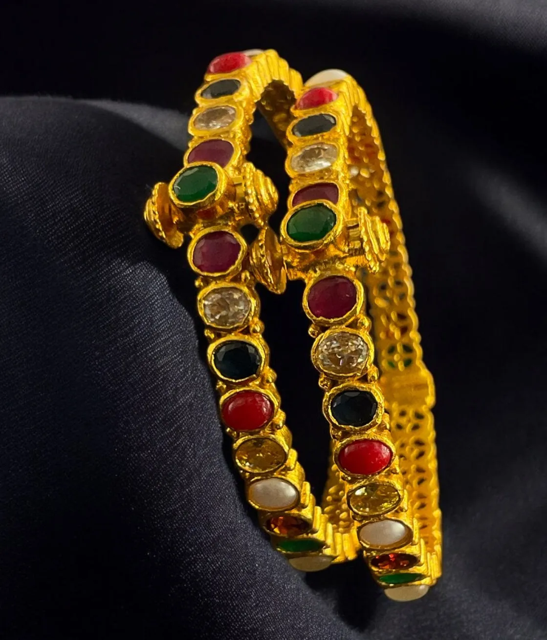 The Kripa Silver Navratna Bracelet (Size/2.8)