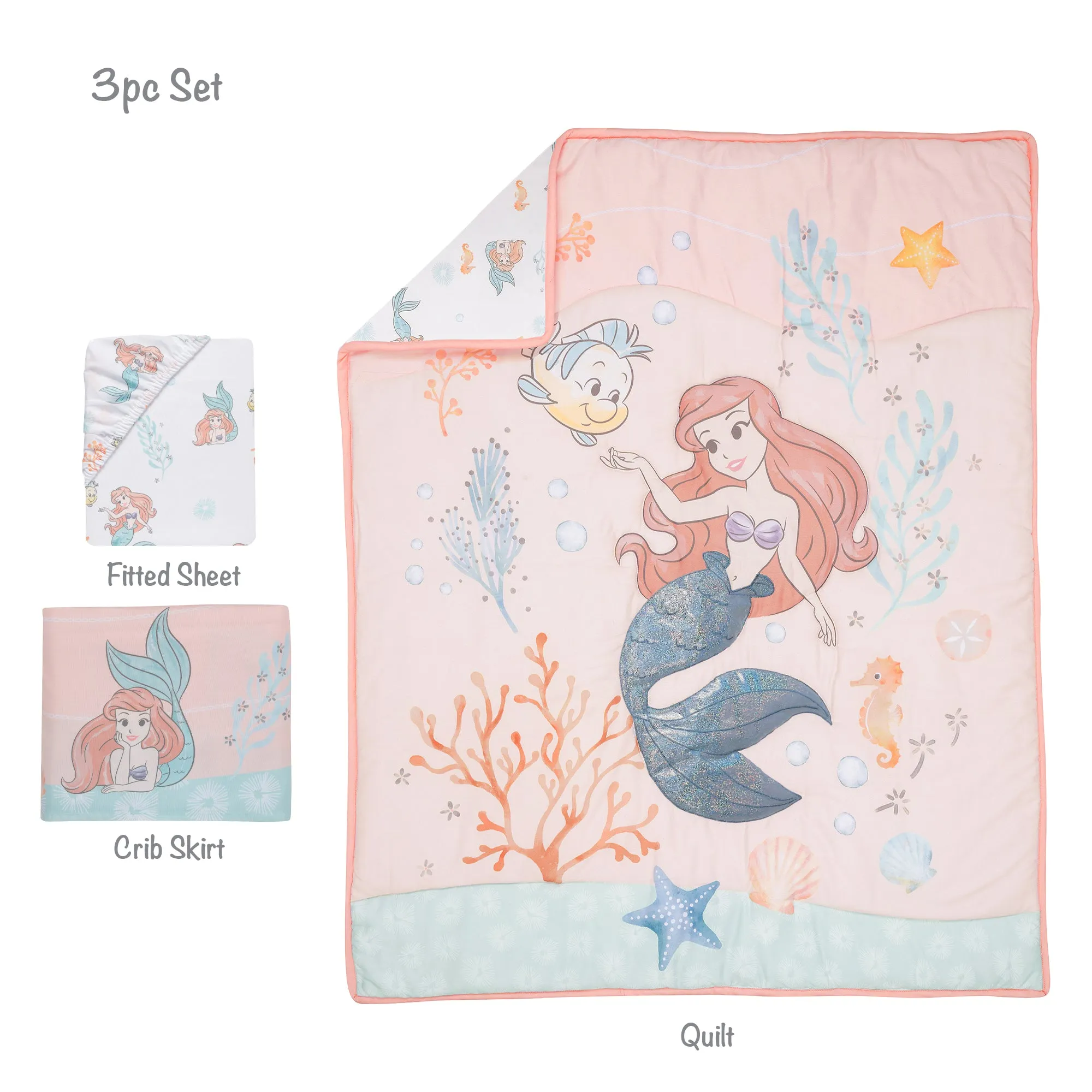 The Little Mermaid 3-Piece Crib Bedding Set