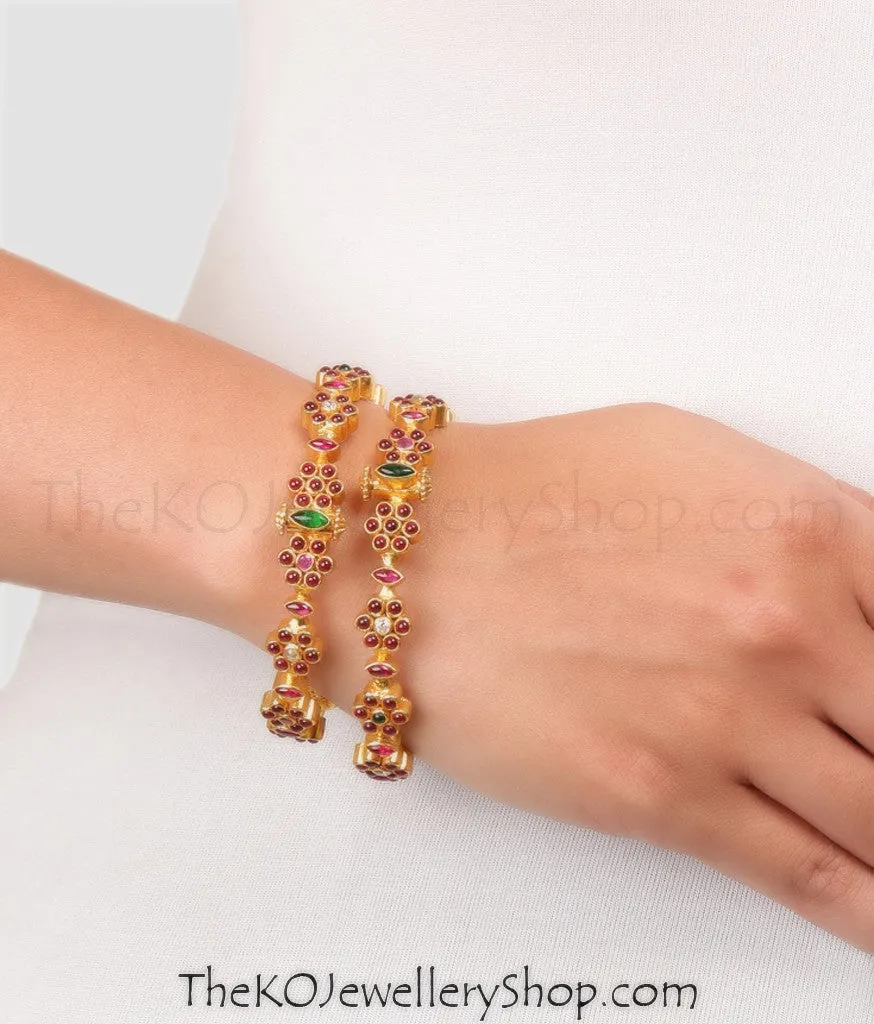 The Puspavat Silver Navarathna Gemstone Bracelet(Size /2.2/2.4/2.6/2.8)