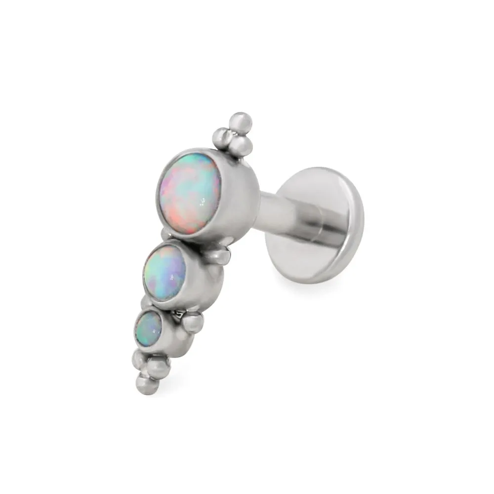 Tilum 14g-12g Internally Threaded Linear Opals Titanium Top - Price Per 1