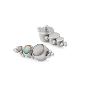 Tilum 14g-12g Internally Threaded Linear Opals Titanium Top - Price Per 1