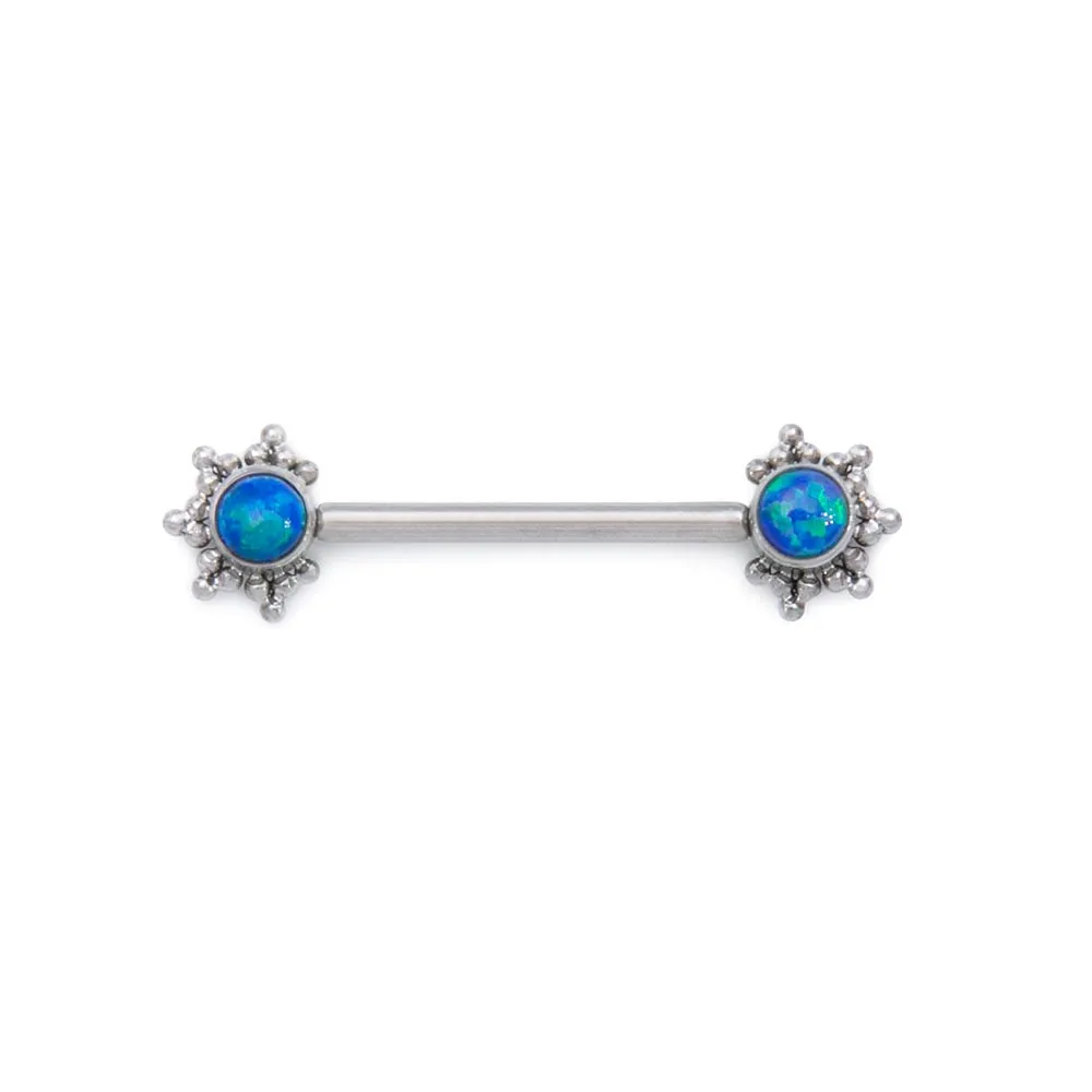 Tilum 14g 5/8” Micron Bead Cluster Titanium Opal Nipple Barbell — Price Per 1